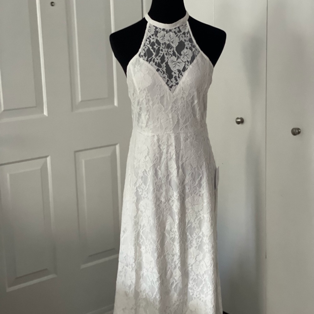 Lulu's White Lace Halter Wedding Dress